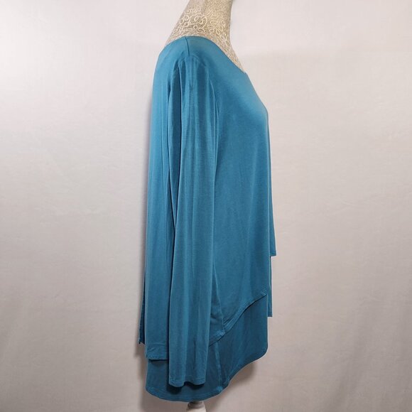 Soft Surroundings Women Size M Aqua Perfect Layers Jersey Knit Tiered Tunic Top - Picture 8 of 15